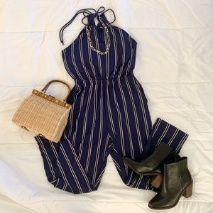 Express Blue Stripped Jumpsuit